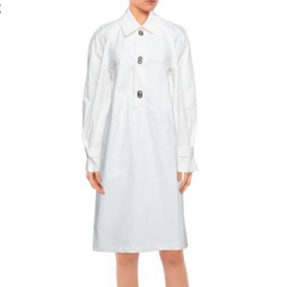 BOTTEGA VENETA MIDI SHIRT WOMEN'S LONG SLEEVE DRESS WHITE NEW - Picture 4 of 15